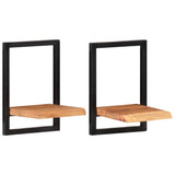 Wall Shelves 2 pcs 25x25x35 cm Solid Wood Acacia and Steel - Extra Image