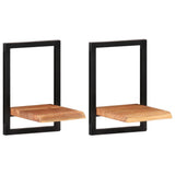 Wall Shelves 2 pcs 25x25x35 cm Solid Wood Acacia and Steel - Extra Image