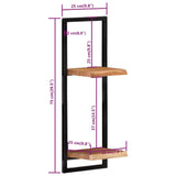 Wall Shelves 2 pcs 25x25x75 cm Solid Wood Acacia and Steel - Low Angle