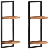 Wall Shelves 2 pcs 25x25x75 cm Solid Wood Acacia and Steel - Extra Image