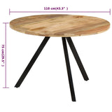 Dining Table 110x75 cm Solid Wood Mango - Close-Up Angle