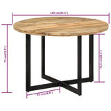 Dining Table 110x75 cm Solid Wood Mango - Close-Up Angle