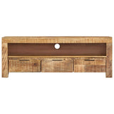TV Cabinet 110x30x40 cm Solid Wood Rough Mango - Front View