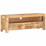 TV Cabinet 110x30x40 cm Solid Wood Rough Mango - Close-Up Angle