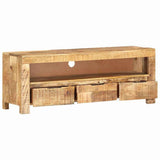 TV Cabinet 110x30x40 cm Solid Wood Rough Mango - Side View