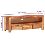 TV Cabinet 110x30x40 cm Solid Wood Acacia - Low Angle