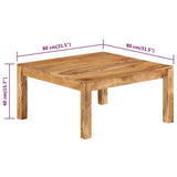Coffee Table 80x80x40 cm Solid Wood Acacia - Close-Up Angle