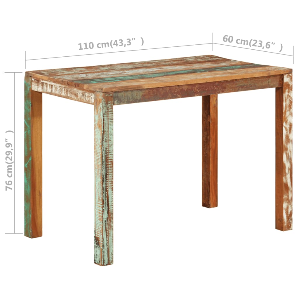 Dining Table 110x60x76 cm Solid Reclaimed Wood