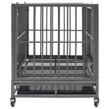 Dog Cage With Wheels Steel 92x62x76 Cm - Side View