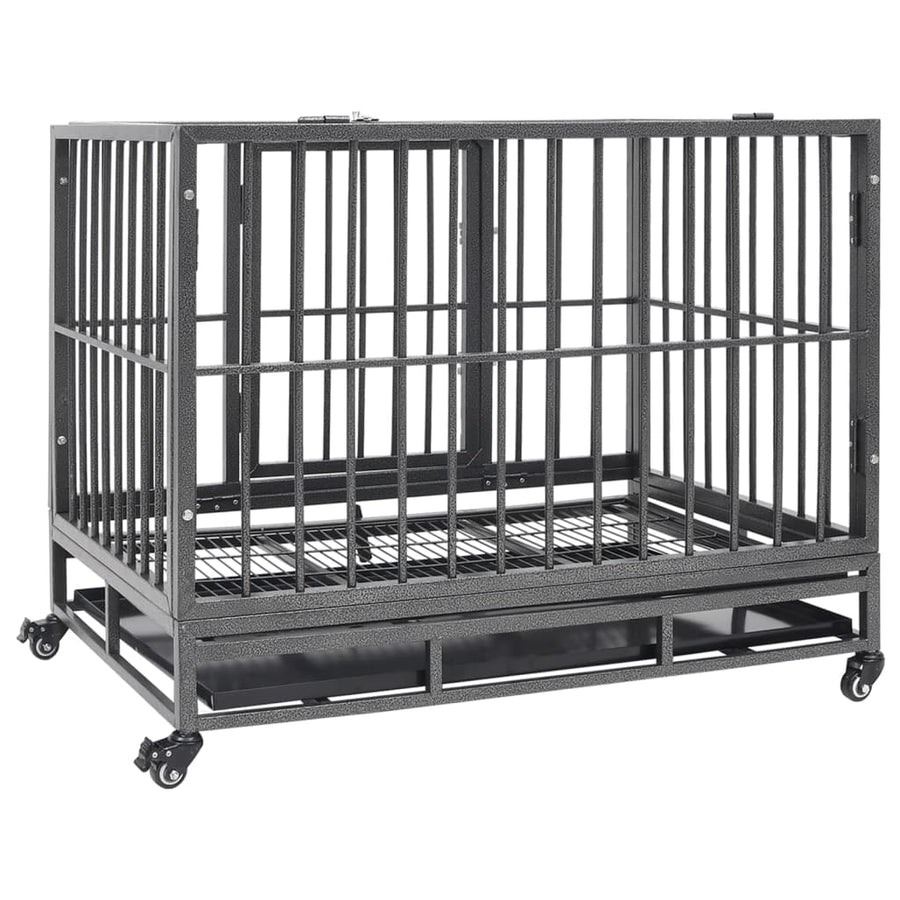 Dog Cage With Wheels Steel 92x62x76 Cm