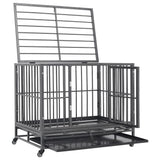 Dog Cage with Wheels Steel 92x62x76 cm - 45-Degree Angle