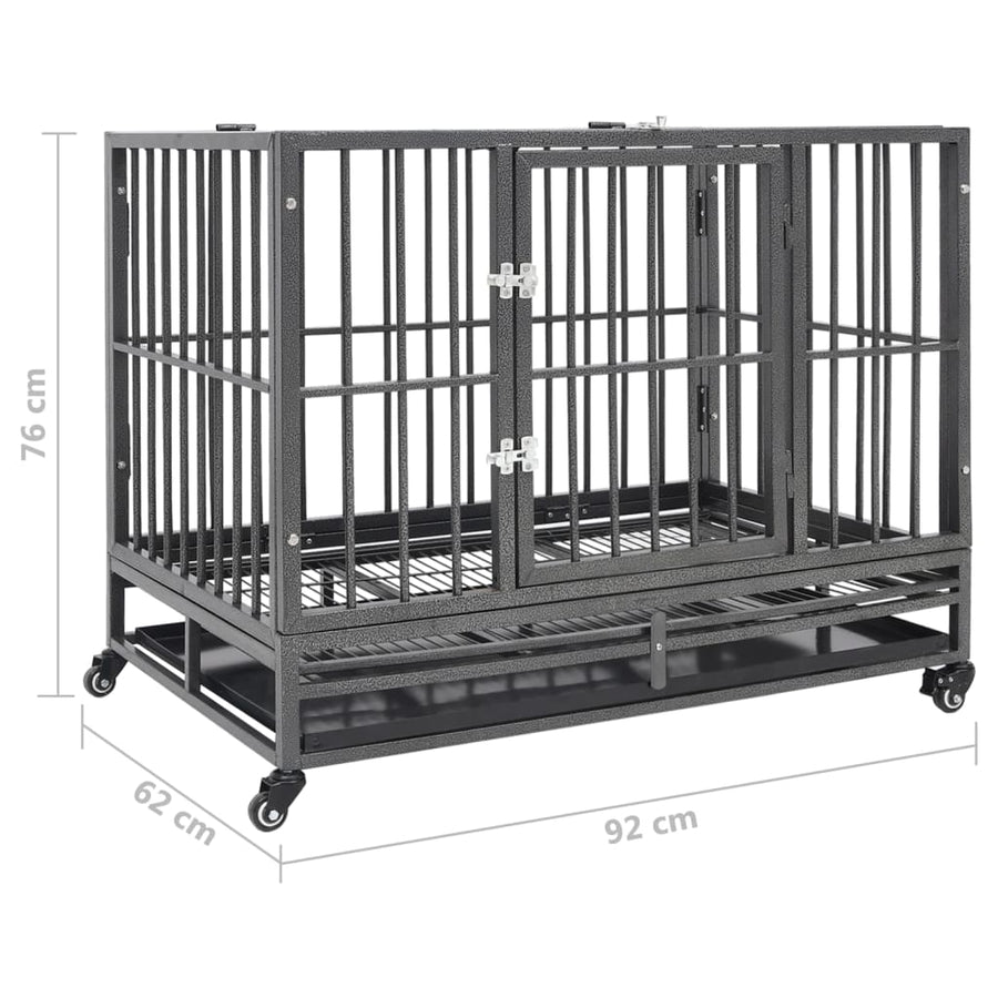 Dog Cage With Wheels Steel 92x62x76 Cm
