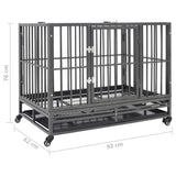 Dog Cage with Wheels Steel 92x62x76 cm - Low Angle