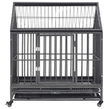 Dog Cage with Wheels and Roof Steel 92x62x106 cm - Front View