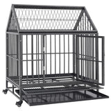 Dog Cage with Wheels and Roof Steel 92x62x106 cm - Side View