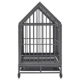Dog Cage with Wheels and Roof Steel 92x62x106 cm - Top-Down View