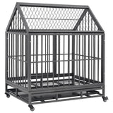 Dog Cage with Wheels and Roof Steel 92x62x106 cm - 45-Degree Angle