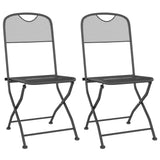Folding Garden Chairs 2 pcs Expanded Metal Mesh Anthracite - Front View