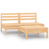 3 Piece Garden Lounge Set Solid Wood Pine - Front View