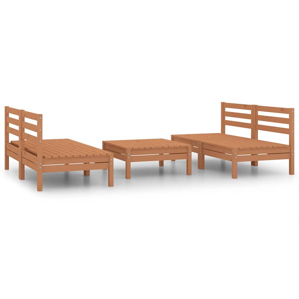 5 Piece Garden Lounge Set Honey Brown Solid Pinewood