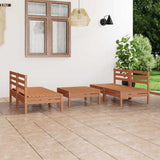 5 Piece Garden Lounge Set Honey Brown Solid Pinewood