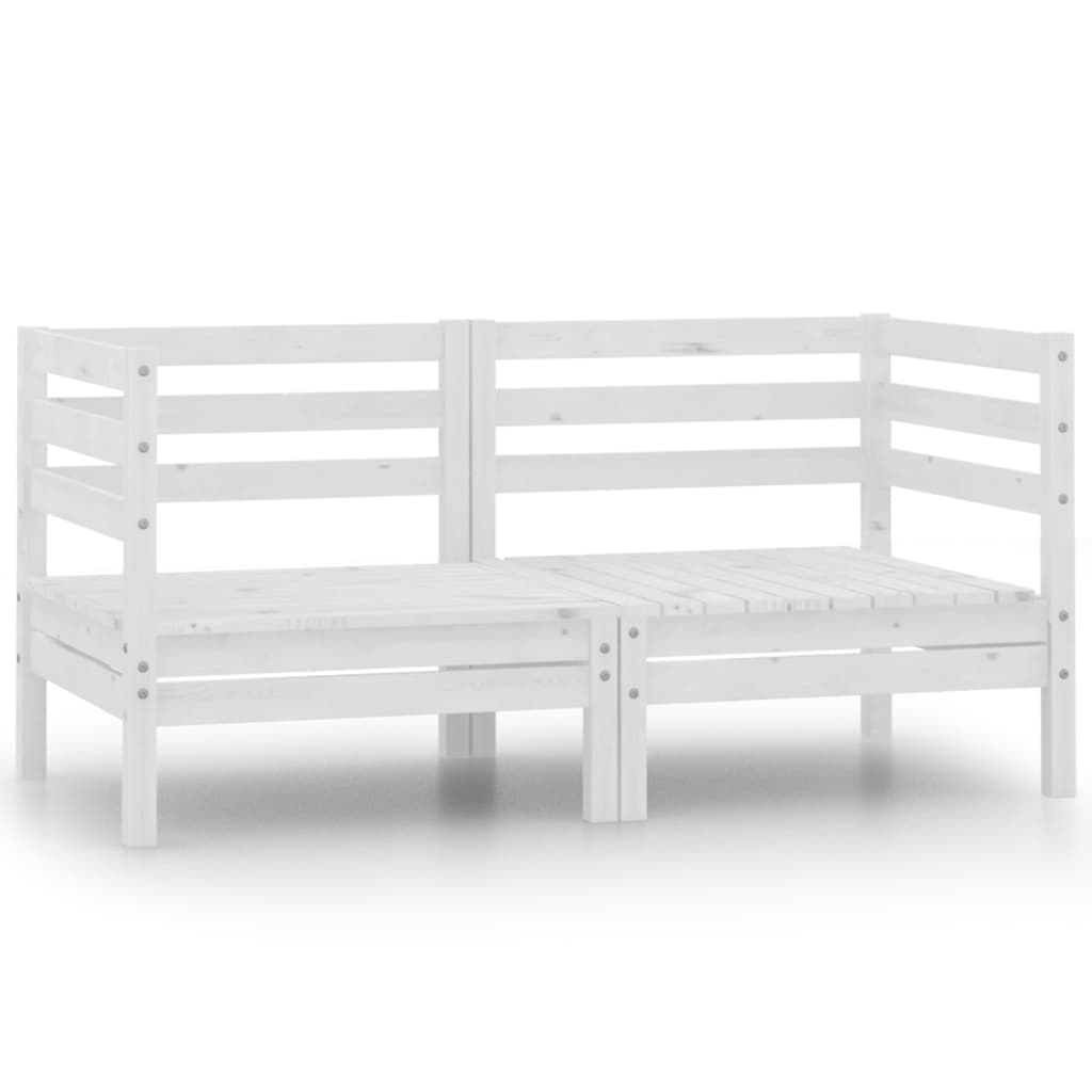 Garden 2-Seater Sofa White Solid Wood Pine