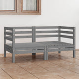 Garden 2-Seater Sofa Grey Solid Wood Pine