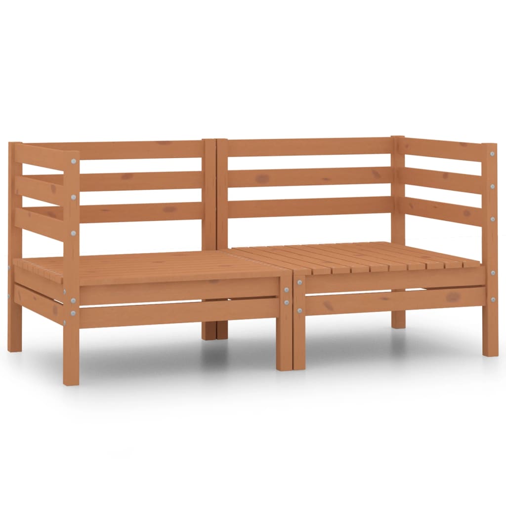 Garden 2-Seater Sofa Honey Brown Solid Wood Pine