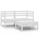 3 Piece Garden Lounge Set White Solid Pinewood - Front View