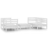 5 Piece Garden Lounge Set White Solid Pinewood - Front View