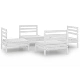 4 Piece Garden Lounge Set White Solid Pinewood - Front View