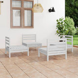 4 Piece Garden Lounge Set White Solid Pinewood