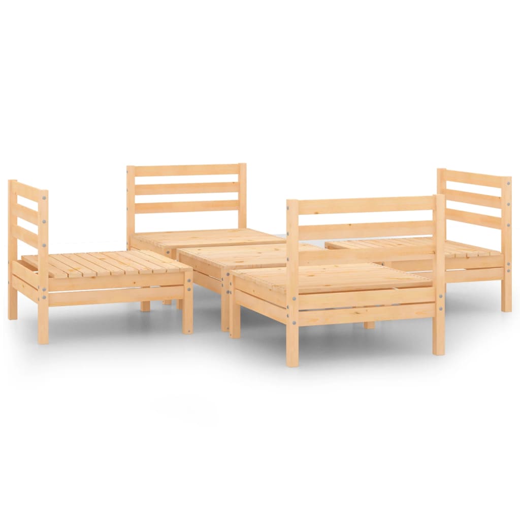5 Piece Garden Lounge Set Solid Pinewood
