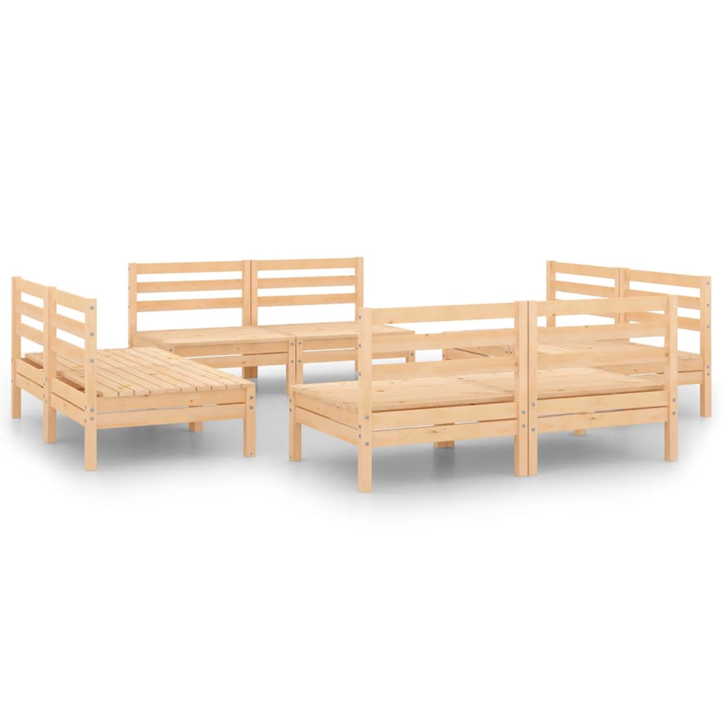 8 Piece Garden Lounge Set Solid Pinewood