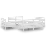 8 Piece Garden Lounge Set White Solid Pinewood - Front View