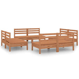 8 Piece Garden Lounge Set Honey Brown Solid Pinewood - Front View