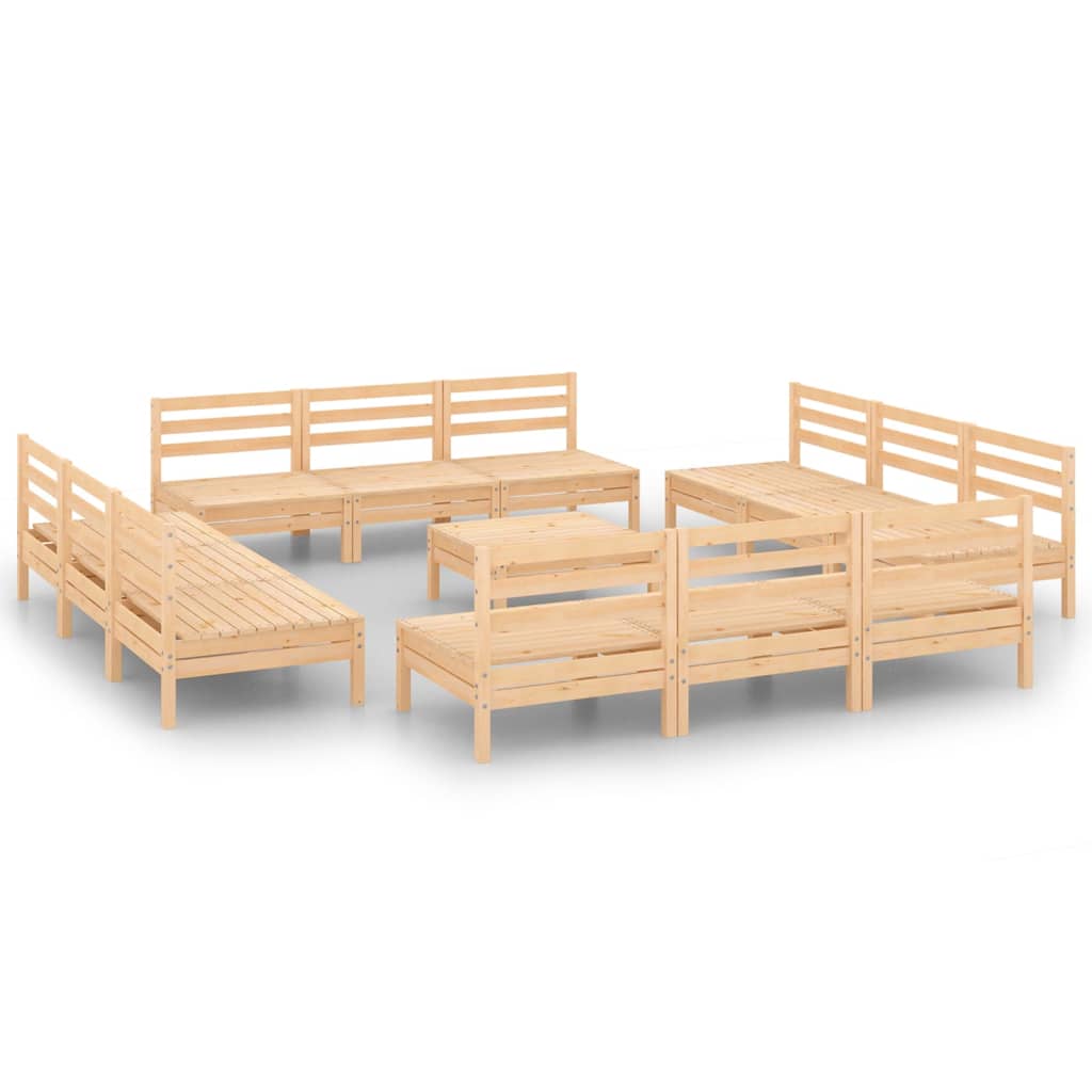 13 Piece Garden Lounge Set Solid Pinewood