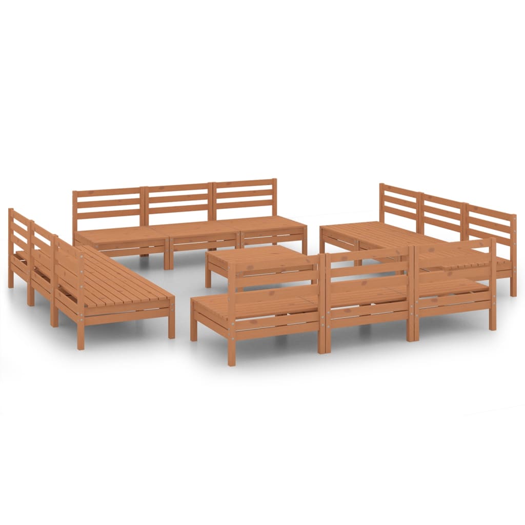 13 Piece Garden Lounge Set Honey Brown Solid Pinewood