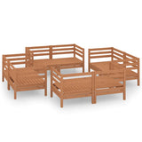 8 Piece Garden Lounge Set Honey Brown Solid Pinewood - Front View