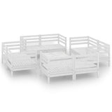 9 Piece Garden Lounge Set White Solid Pinewood - Front View