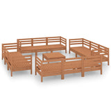 13 Piece Garden Lounge Set Honey Brown Solid Pinewood