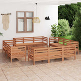 13 Piece Garden Lounge Set Honey Brown Solid Pinewood