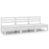 3 Piece Garden Lounge Set White Solid Pinewood