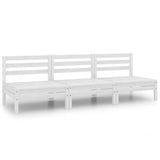3 Piece Garden Lounge Set White Solid Pinewood - Front View