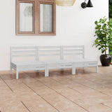 3 Piece Garden Lounge Set White Solid Pinewood