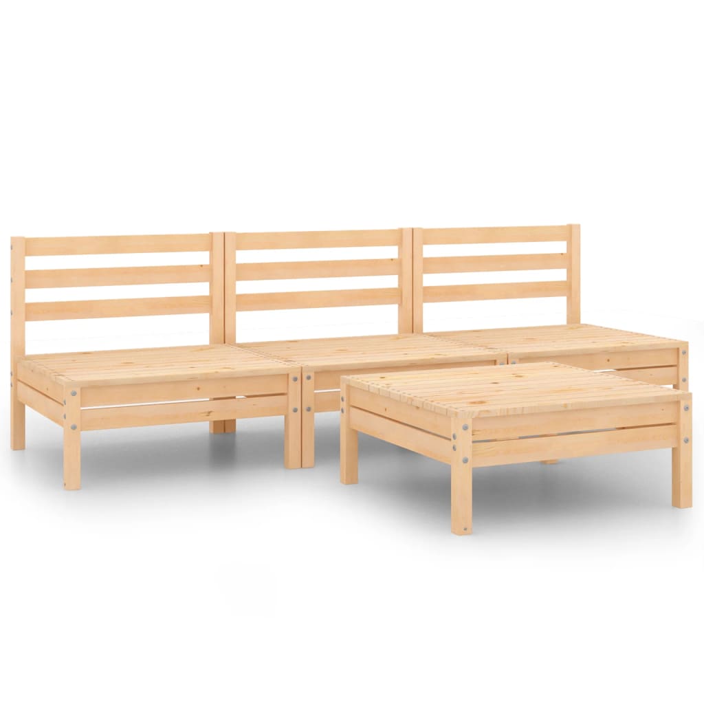 4 Piece Garden Lounge Set Solid Pinewood