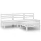 4 Piece Garden Lounge Set White Solid Pinewood - Front View