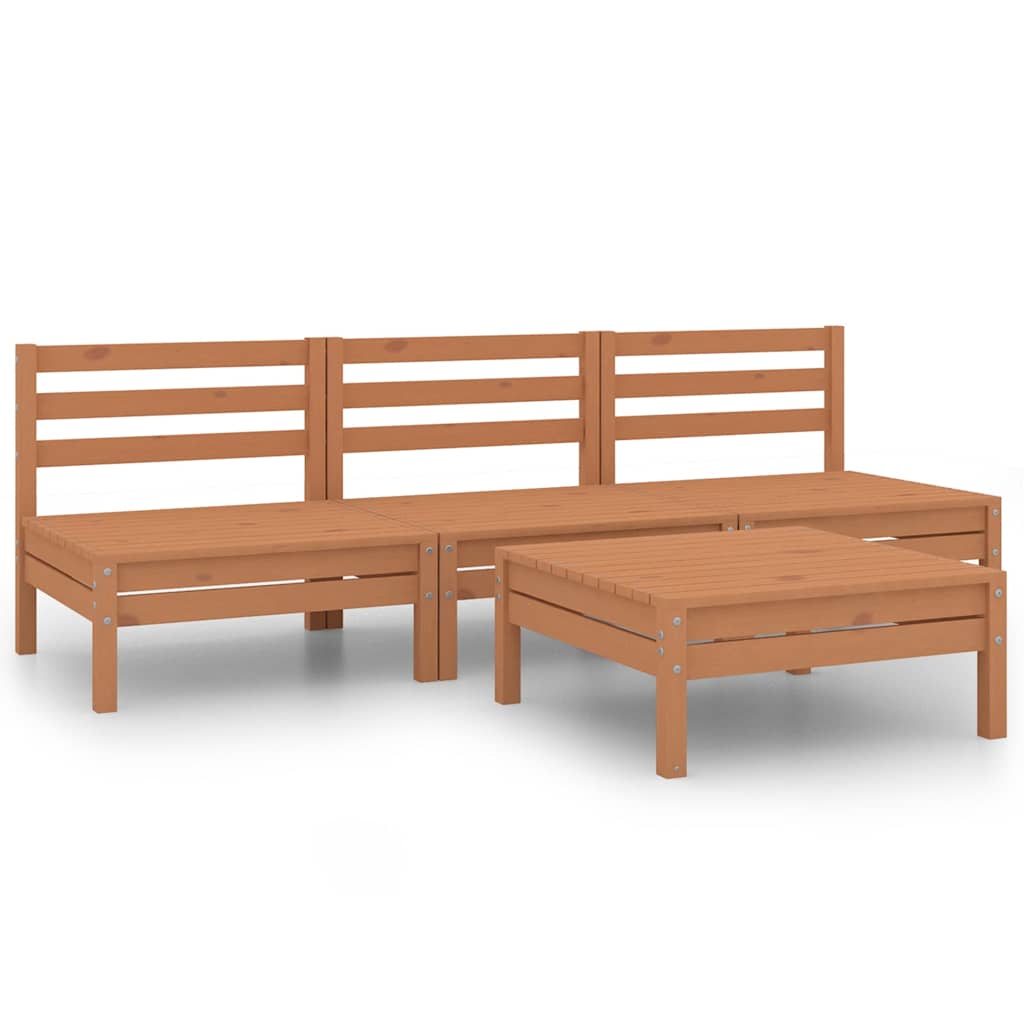 4 Piece Garden Lounge Set Honey Brown Solid Pinewood
