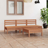 4 Piece Garden Lounge Set Honey Brown Solid Pinewood