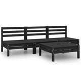 4 Piece Garden Lounge Set Black Solid Pinewood
